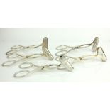 WHITE STAR LINE, A COLLECTION OF FIVE EARLY 20TH CENTURY SILVER PLATED ASPARAGUS TONGS Plain form