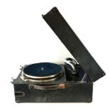 AN EARLY 20TH CENTURY DECCA PORTABLE GRAMOPHONE Black carry case, together with an Edwardian