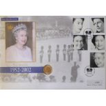 THE QUEENS GOLDEN JUBILEE 1952 - 2002, A COMMEMORATIVE GOLD SOVEREIGN COIN COVER LIMITED EDITION