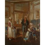 MANNER OF LOUIS EUGENE LEROUX, OIL ON PANEL Interior screen, possibly an over painted print label