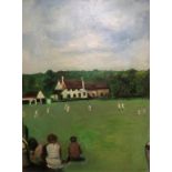 H. ALKIN, 20TH CENTURY OIL ON BOARD Village cricket scene, signed and framed. (52cm x 68cm)