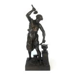 ÉMILE LOUIS PICAULT, 1833 - 1915, BRONZE STATUE OF A BLACKSMITH Signed. (53cm)