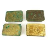 A COLLECTION OF FOUR WWI BRASS PRINCESS MARY CHRISTMAS GIFT BOXES Dated Christmas, 1914, one