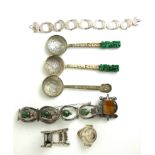 A COLLECTION OF VINTAGE CONTINENTAL SILVER AND HARD STONE JEWELLERY To include a horseshoe