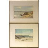 RICHARD FAULKNER, IRISH, 1917 - 1988, A PAIR OF WATERCOLOURS Coastal landscapes, signed, mounted,
