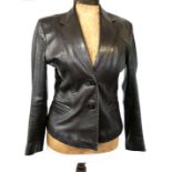 LOUIS FÉRAUD, A VINTAGE DARK BROWN LEATHER JACKET (size 12). Condition: slight wear