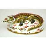 ROYAL CROWN DERBY, EXCLUSIVE GOLD SIGNATURE COLLECTION, STATUE OF A CROCODILE Signed John Ablitt. (