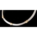 FRED, PARIS, AN 18CT GOLD AND SILVER COLLAR NECKLACE PAVÉ SET WITH DIAMOND HEARTS.