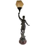 J. GARVIE, A LATE 19TH FRENCH CENTURY SPELTER FIGURAL LAMP Titled 'Etoile Du Marin'. (97cm)