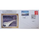 NINE ALBUMS OF APPROXIMATELY 380 CONCORDE ANNIVERSARY FDC STAMPS.