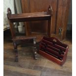 A GEORGIAN OAK CORNER CUPBOARD Along with an Edwardian book trough, desk letter rack and wall