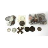 A MIXED COLLECTION OF EARLY 20TH CENTURY CONTINENTAL SILVER AND COPPER COINS Including American