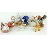 A COLLECTION OF ENGLISH PORCELAIN ANIMALS To Include Royal Crown Derby pheasant and Linnet