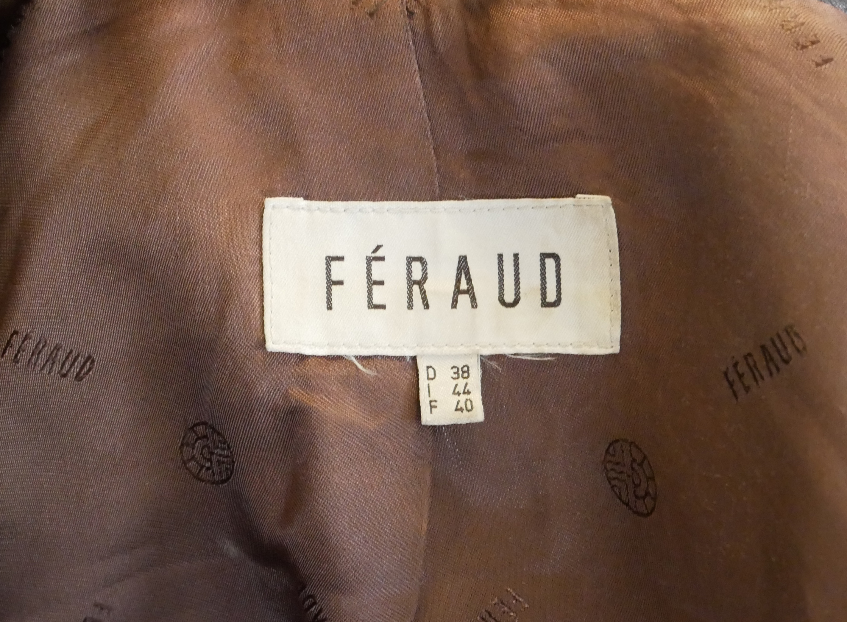 LOUIS FÉRAUD, A VINTAGE DARK BROWN LEATHER JACKET (size 12). Condition: slight wear - Image 2 of 3