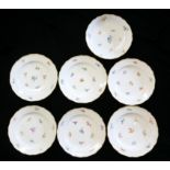 MESSIEN, A SET OF SIX EARLY 20TH CENTURY PORCELAIN DINNER PLATES AND MATCHING SERVING BOWL Having