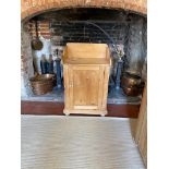 A VICTORIAN PINE WASHSTAND With galleried back above cupboard. (57cm x 43cm x 93cm)