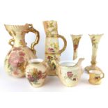 ROYAL WORCESTER, A MIXED COLLECTION OF LATE 19TH CENTURY BLUSH IVORY FINE BONE CHINA ORNAMENTAL