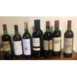 NINE BOTTLES OF VARIOUS WINES To include Château de Bran Cuvée Première 1988, Château Rousset, Entre