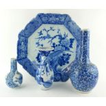 A COLLECTION OF EARLY 20TH CENTURY ORIENTAL BLUE AND WHITE PORCELAIN Comprising an octagonal