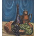 MICHAEL GLOVER, A 20TH CENTURY AMERICAN OIL ON CANVAS Still life, grapes on a chopping block, signed