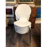 IN THE STYLE OF FRITZ HANSEN, A SET OF SIX CREAM PLYWOOD CHAIRS. Condition: some very light marks