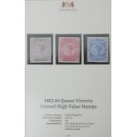 AN 1883 - 1884 QUEEN VICTORIA UNUSED HIGH VALUE POSTAGE STAMPS COLLECTION With Harrington and