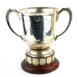 LONDON MIDLAND AND SCOTTISH RAILWAYS, A LARGE SILVER PRESENTATION TROPHY CUP Twin handles with