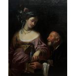 SAMUEL DIRKSZ VAN HOOGSTRATEN, DUTCH, 1627 - 1678, OIL ON CANVAS Young lady with an admirer offering