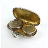 A VICTORIAN SILVER RECTANGULAR DOUBLE SOVEREIGN HOLDER With full and half sovereign holders,