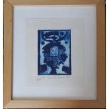EDUARDO GUENA LA HASANA, TWO 20TH CENTURY ETCHINGS Pale blue tone with figures, signed in pencil