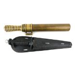 AN EARLY 20TH CENTURY GERMAN BRASS DEEP SEA DIVERS KNIFE Having a concentric ringed handle,