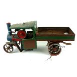 MAMOD, A VINTAGE LIVE STEAM WAGON With steam burner to front and green and red livery, bearing '