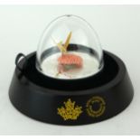 A CANADIAN SILVER 2020 $50 DOLLAR COIN PAPERWEIGHT A large coin mounted with a revolving gold plated