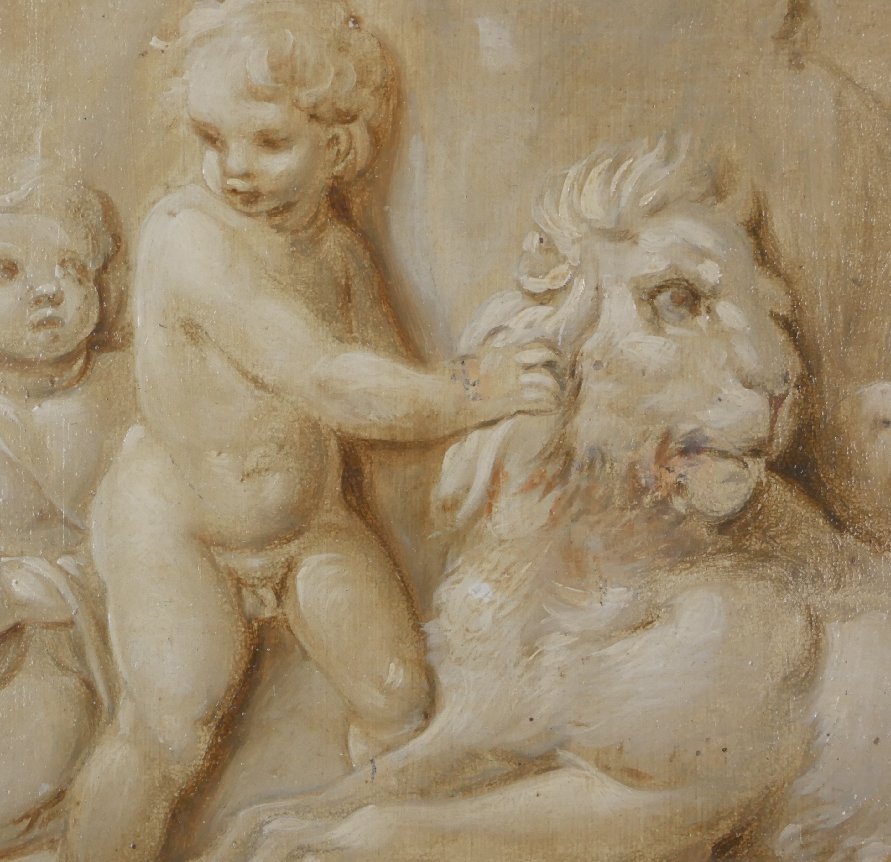 ATTRIBUTED TO JACOB DE WIT, AMSTERDAM, 1695 - 1754, A PAIR OF 18TH CENTURY OILS ON PANEL Putti - Image 5 of 8