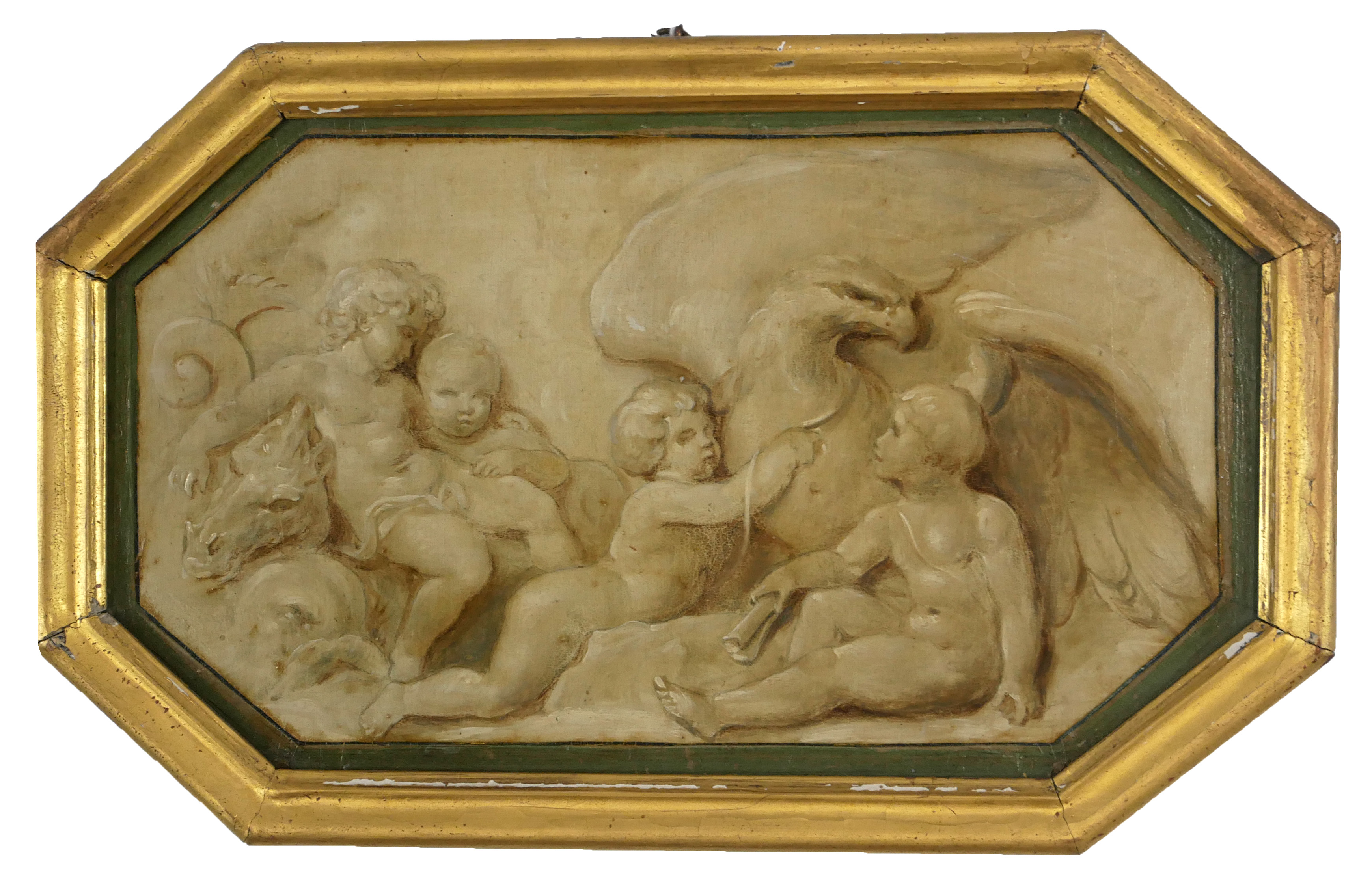 ATTRIBUTED TO JACOB DE WIT, AMSTERDAM, 1695 - 1754, A PAIR OF 18TH CENTURY OILS ON PANEL Putti - Image 3 of 8