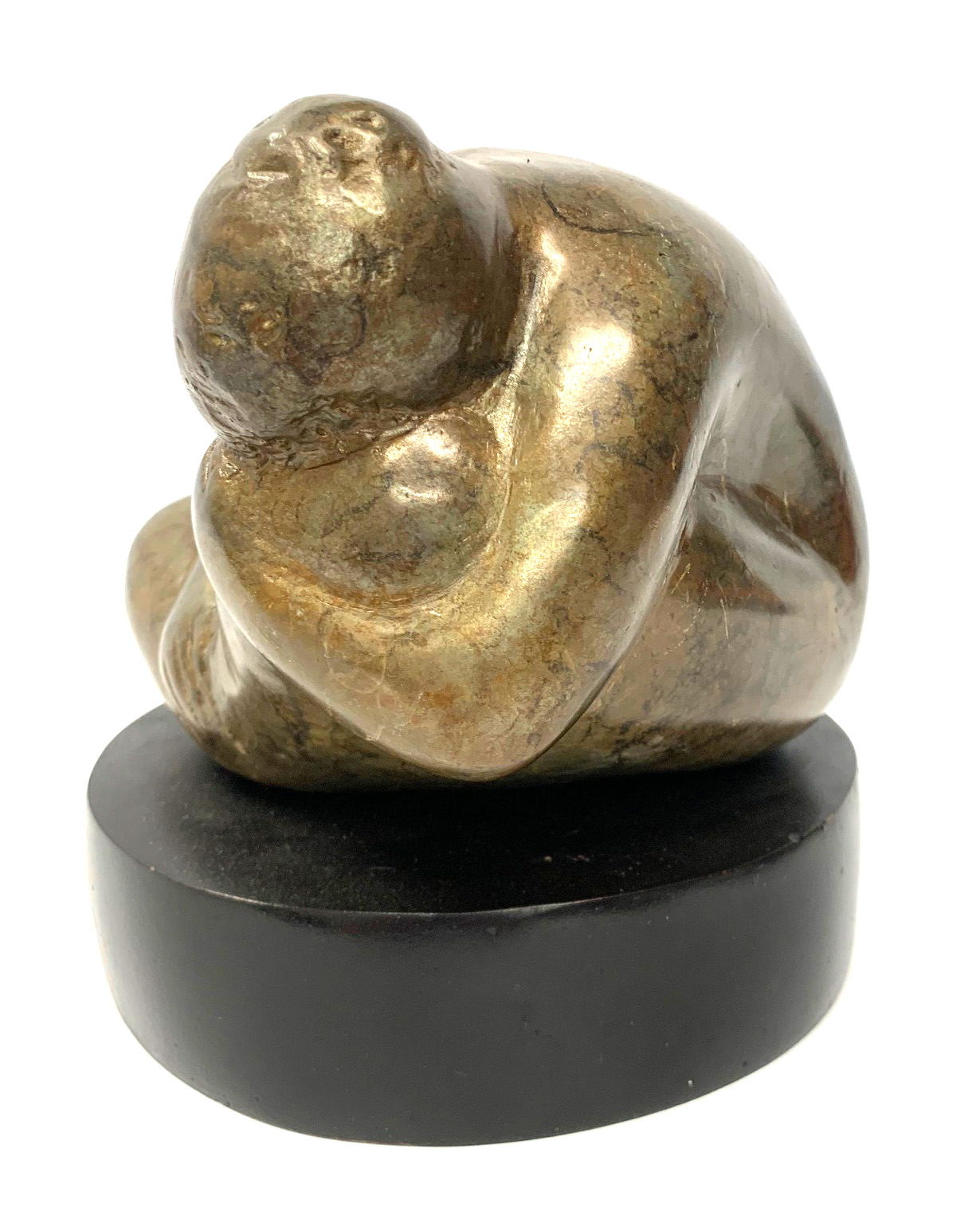 A 20TH CENTURY BRONZE, CROUCHING NUDE WOMAN Raised on a plinth base. H 17cm x Diameter 18cm - Image 3 of 8