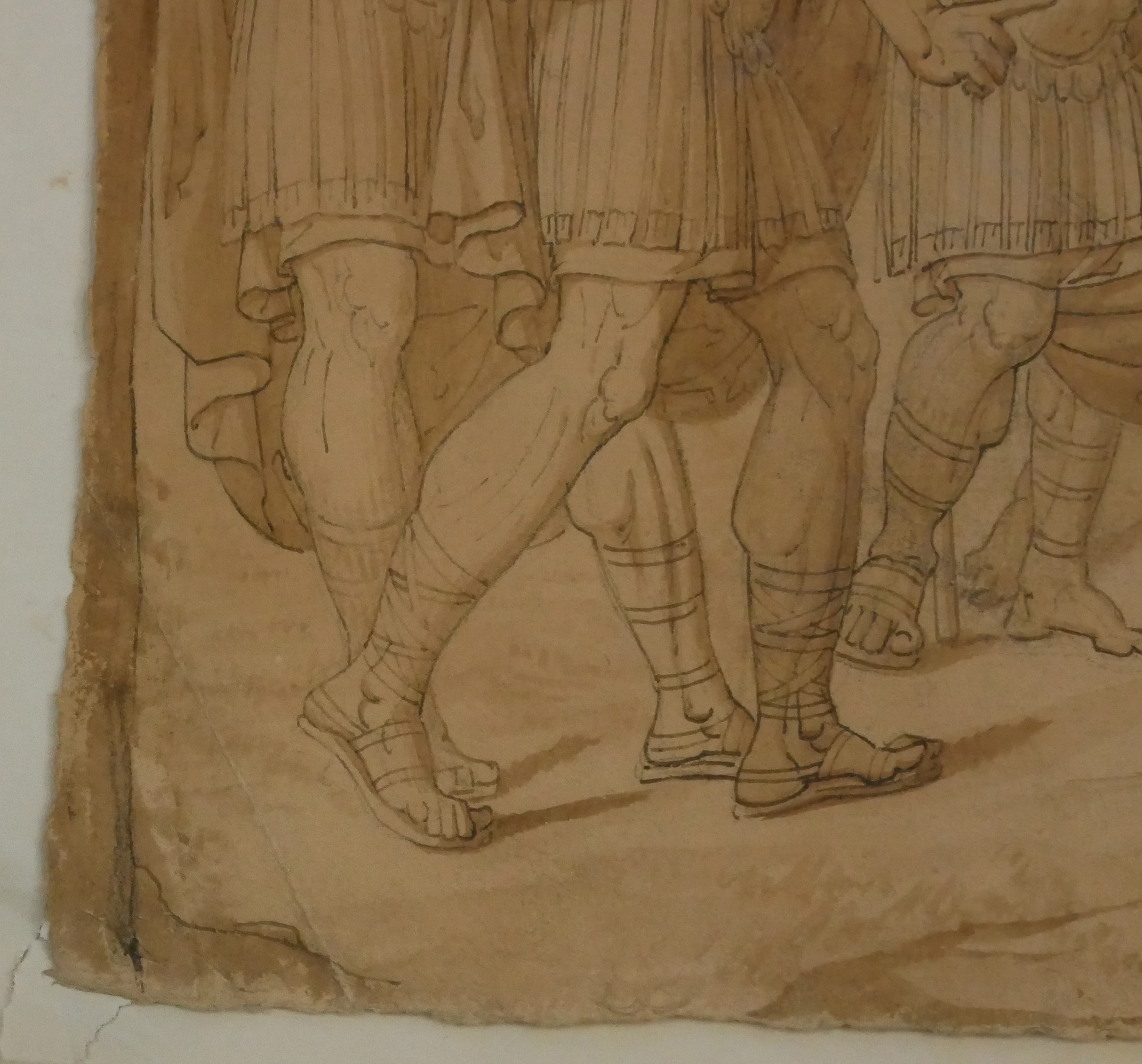 18TH CENTURY CONTINENTAL INK AND WASH DRAWING Study of classical Roman soldiers with prisoners, - Image 3 of 4