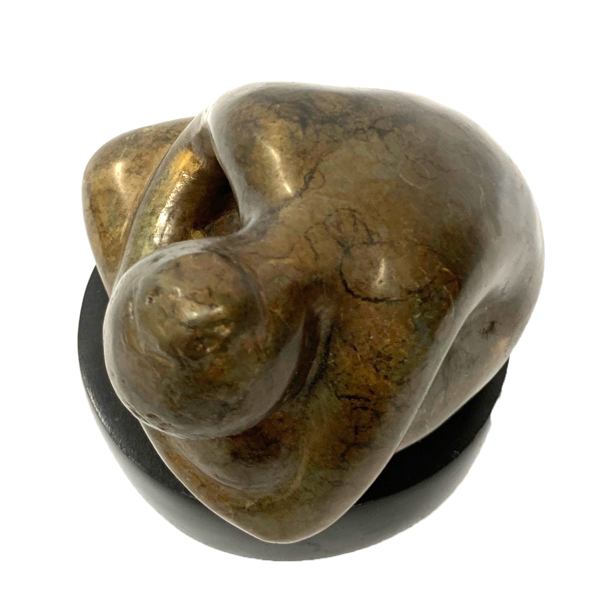 A 20TH CENTURY BRONZE, CROUCHING NUDE WOMAN Raised on a plinth base. H 17cm x Diameter 18cm - Image 7 of 8