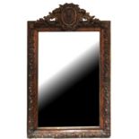 A 19TH CENTURY ITALIAN MIRROR With crested cartouche and carved frame with leaves and berries. (