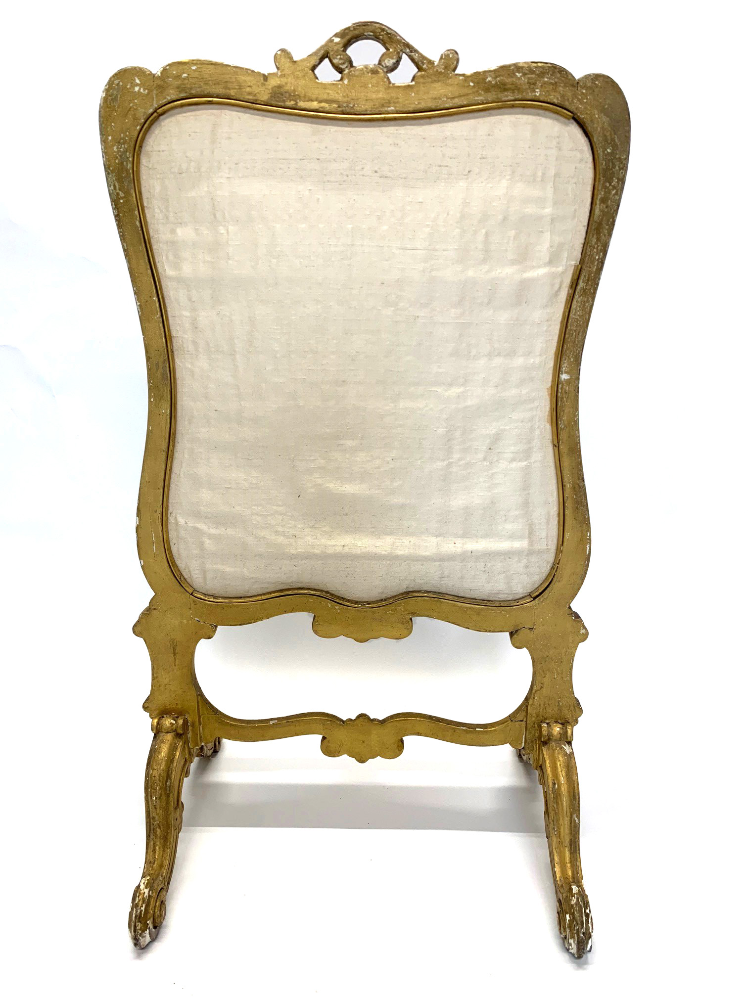 AN 18TH CENTURY LOUIS XV ROCOCO CARVED GILTWOOD FIRE SCREEN Fitted with silk and wool work panel. ( - Image 5 of 5