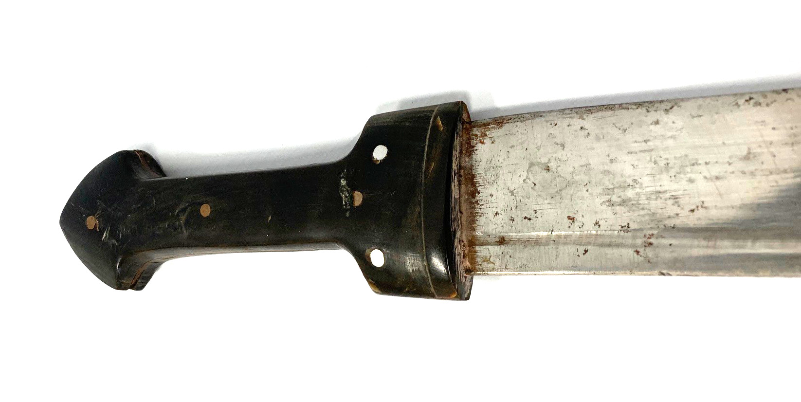 A 19TH CENTURY OTTOMAN SWORD With horn handle and silver embossed hilt. (length of blade 59cm, - Image 4 of 4