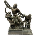 A 19TH CENTURY BRONZE GROUP OF LAOCOÖN AND HIS SONS, AFTER THE ANTIQUE Depicting The Trojan Priest