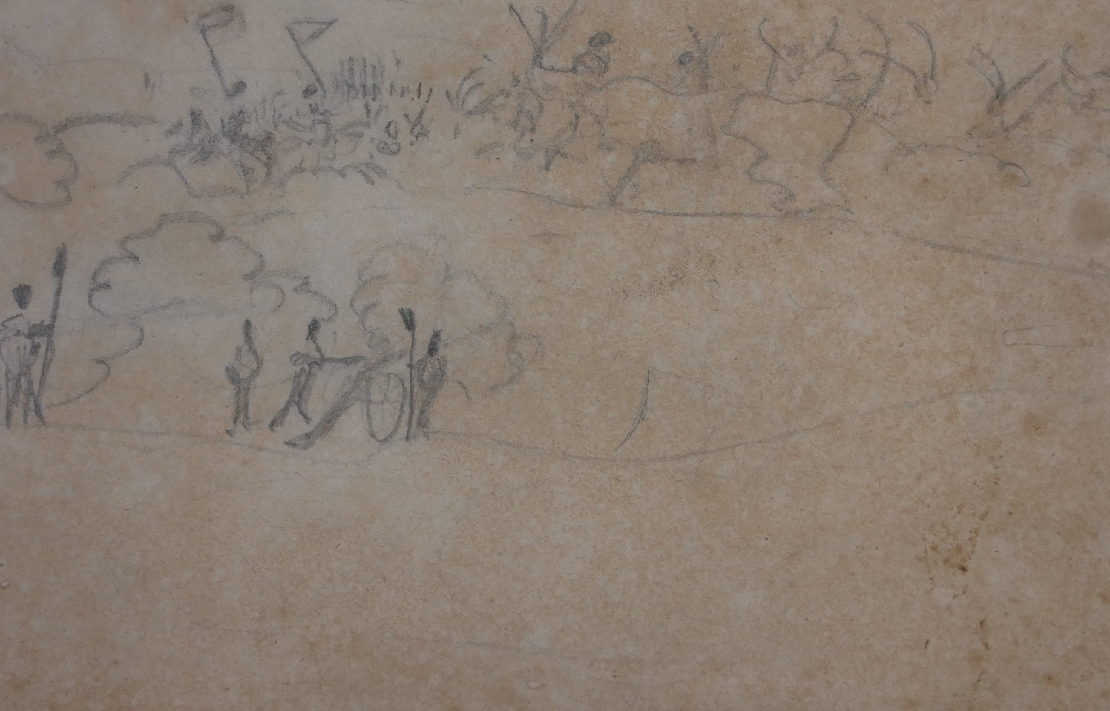 EARLY 19TH CENTURY EUROPEAN SCHOOL PENCIL SKETCH/DRAWING Titled 'Battlefield Charge', an interesting - Image 3 of 8