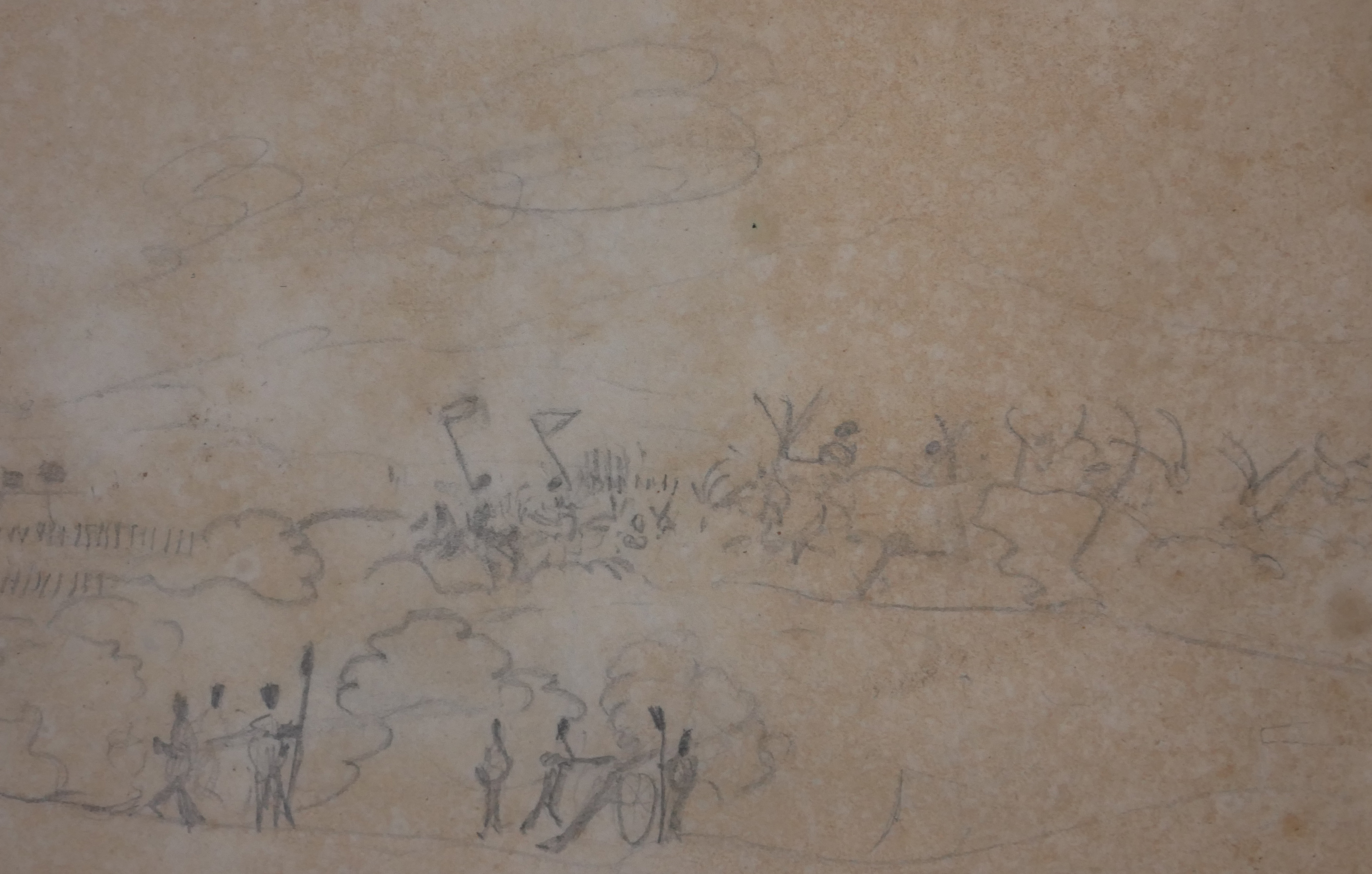 EARLY 19TH CENTURY EUROPEAN SCHOOL PENCIL SKETCH/DRAWING Titled 'Battlefield Charge', an interesting - Image 7 of 8