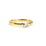 MAPPIN & WEBB, AN 18CT GOLD AND BRILLIANT CUT SOLITAIRE DIAMOND RING. (0.23ct, 2.7g)