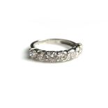 AN 18CT WHITE GOLD AND DIAMOND FIVE STONE RING (size N). (approx diamond weight 2.27ct) Condition: