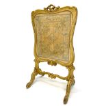 AN 18TH CENTURY LOUIS XV ROCOCO CARVED GILTWOOD FIRE SCREEN Fitted with silk and wool work panel. (