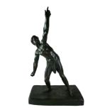 AFTER DIMITRI CHIPARUS, A BRONZE MODEL OF A STANDING SEMINUDE DISCUS THROWER Raised on a rectangular