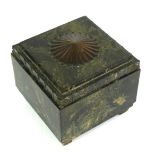 EBENA, A BELGIUM JUGENDSTIL ART DECO BAKELITE SQUARE TRINKET BOX Geometric designs to feet. (