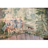 AN EARLY 20TH CENTURY EUROPEAN WALL HANGING TAPESTRY Dancing peasants, along with an antique painted